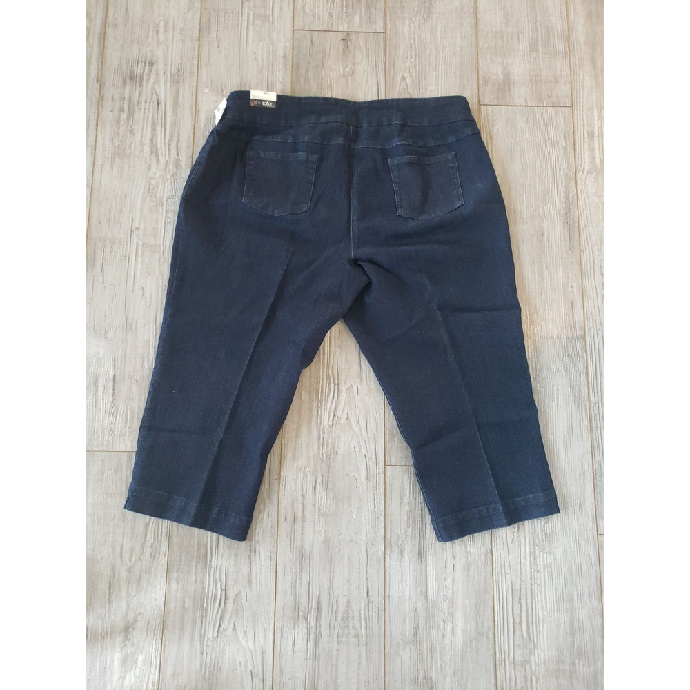 Slim Sation 20 W Tummy Control Pants Wide Band Crop Blue Tummy Control Jeans - Picture 7 of 9